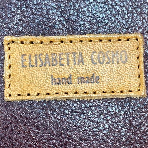 ELISABETTA COSMO Italian Leather Crossbody Pouch Hand made in Burgundy and Brown - Picture 8 of 11